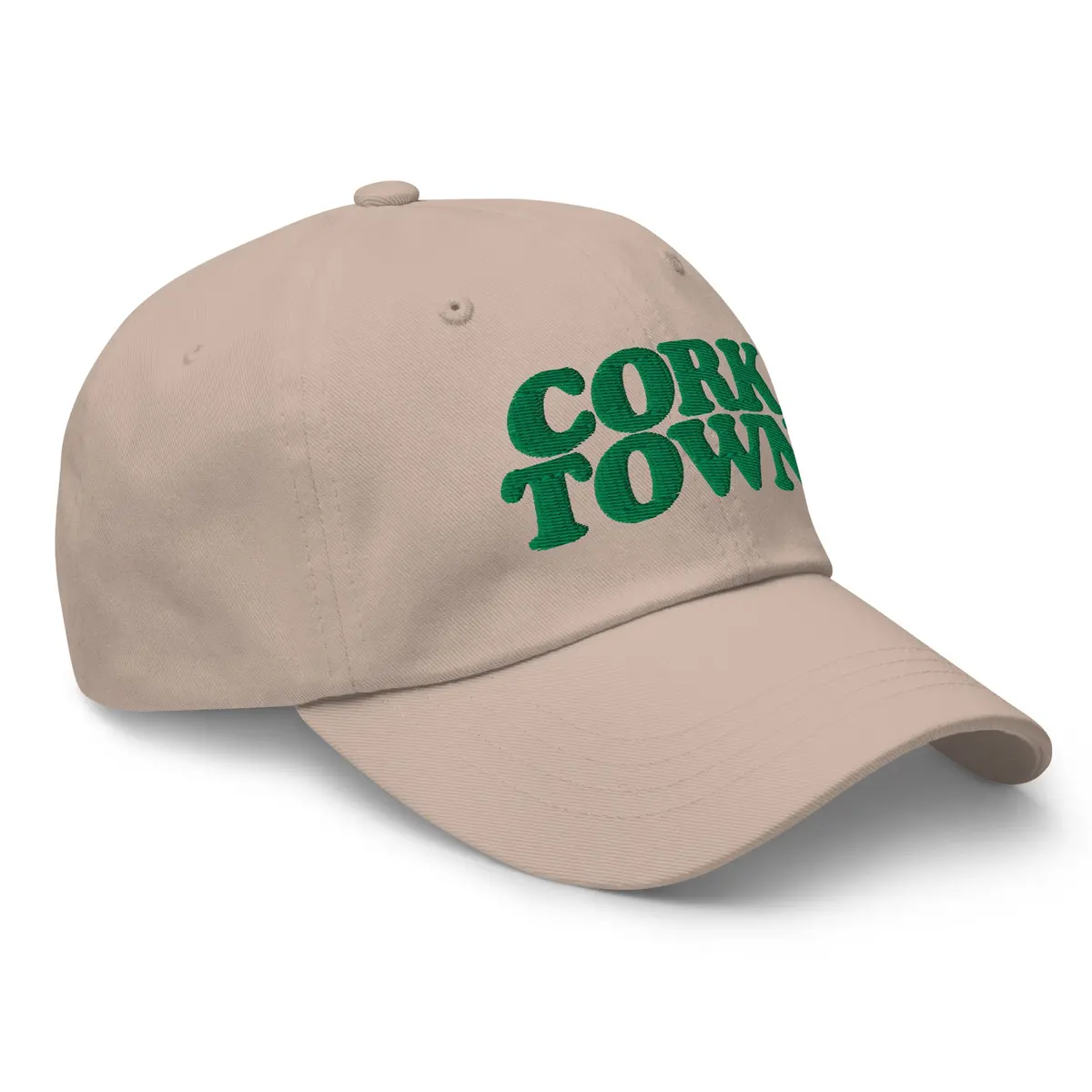 Corktown Embroidered Cotton Twill Dad Hat - Stone / Irish Green 1