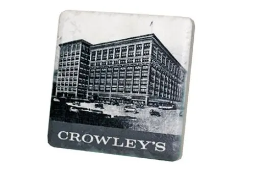 Historic Crowley's Black & White Porcelain Tile Coaster 1