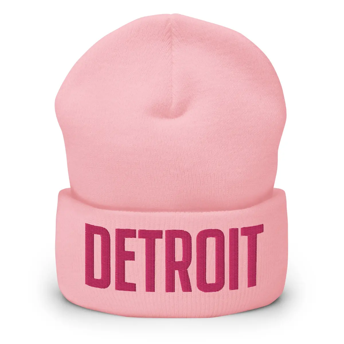 Detroit Embroidered Cuffed Beanie - Pink 1