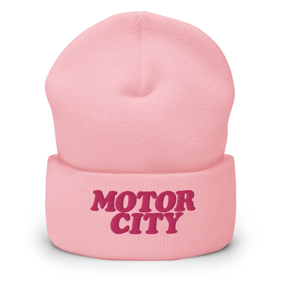 Motor City Embroidered Cuffed Beanie - Pink 1