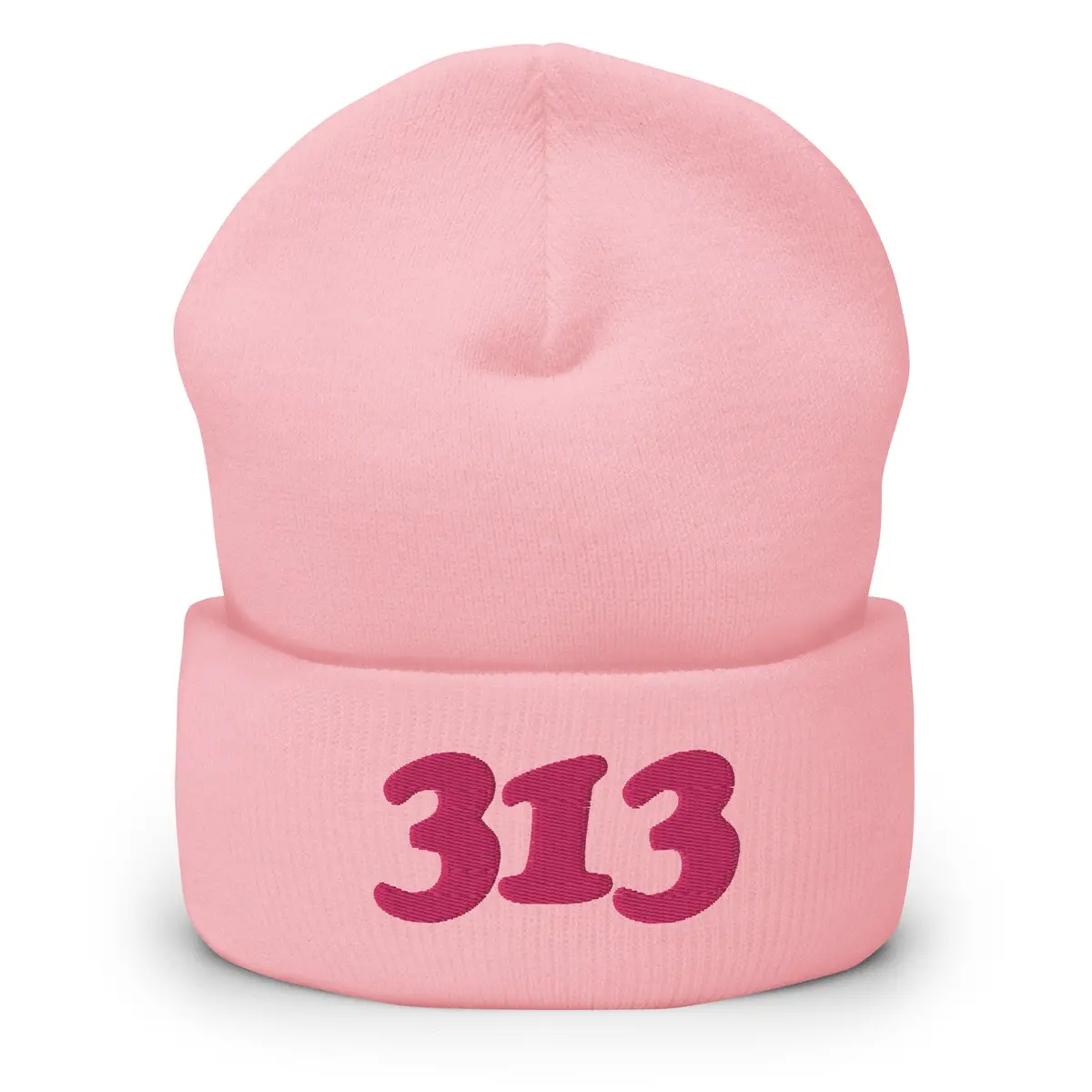 313 Embroidered Cuffed Beanie - Pink 1