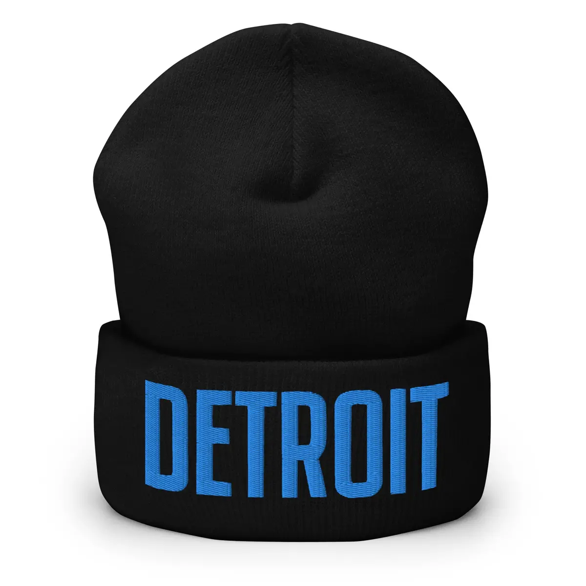 Detroit Embroidered Cuffed Beanie - Black / Blue 1