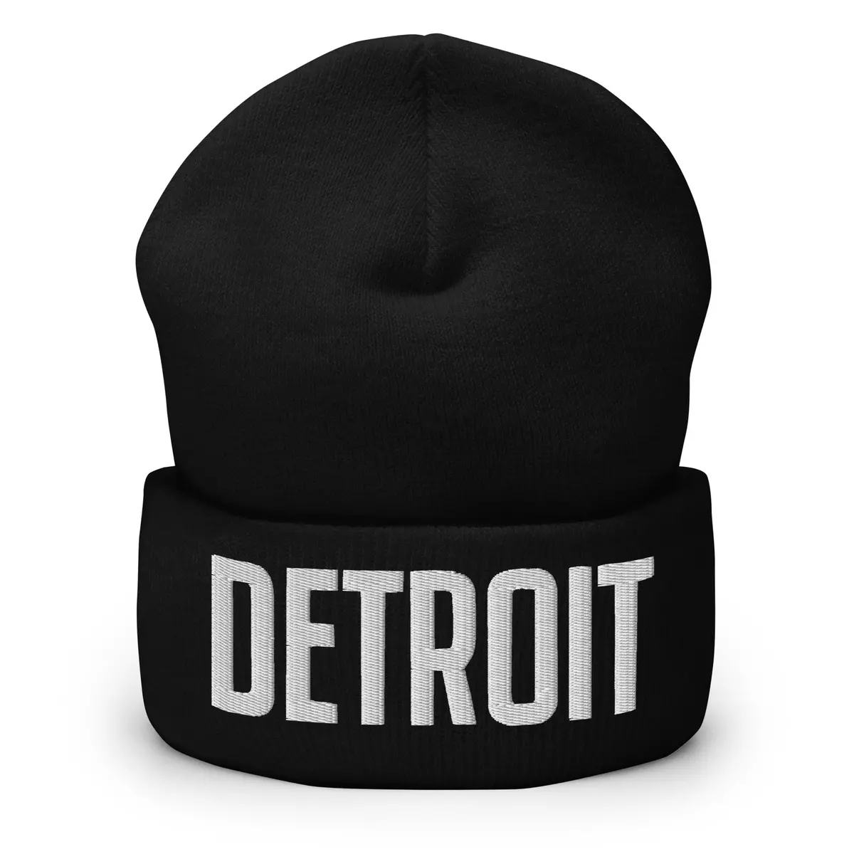 Detroit Embroidered Cuffed Beanie - Black / White 1
