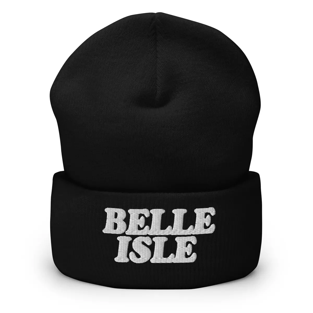 Belle Isle Embroidered Cuffed Beanie - Black / White 1