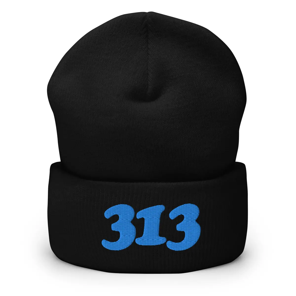 313 Embroidered Cuffed Beanie - Black / Blue 1