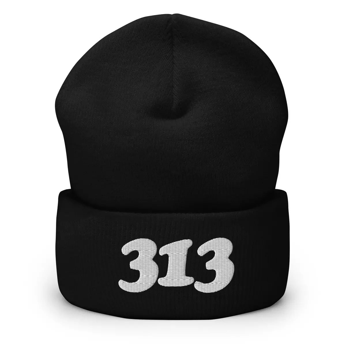 313 Cuffed Beanie - Black / White 1