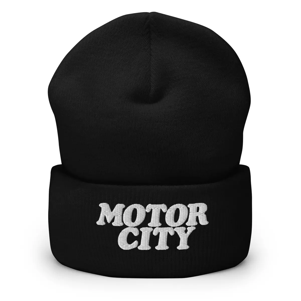 Motor City Embroidered Cuffed Beanie - Black / White 1