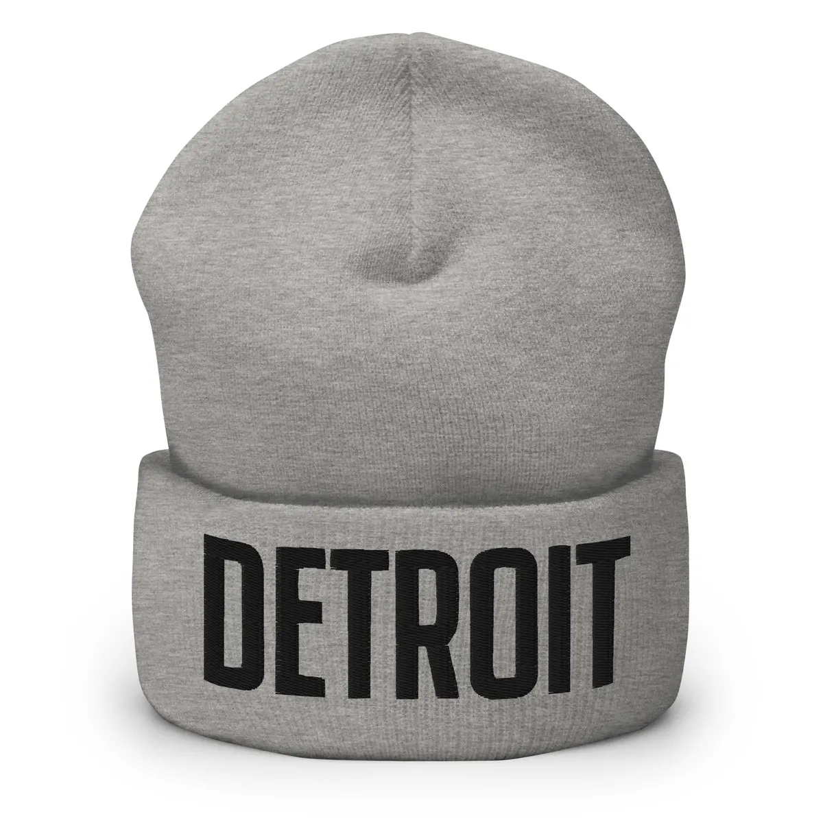 Detroit Embroidered Cuffed Beanie - Gray / Black 1