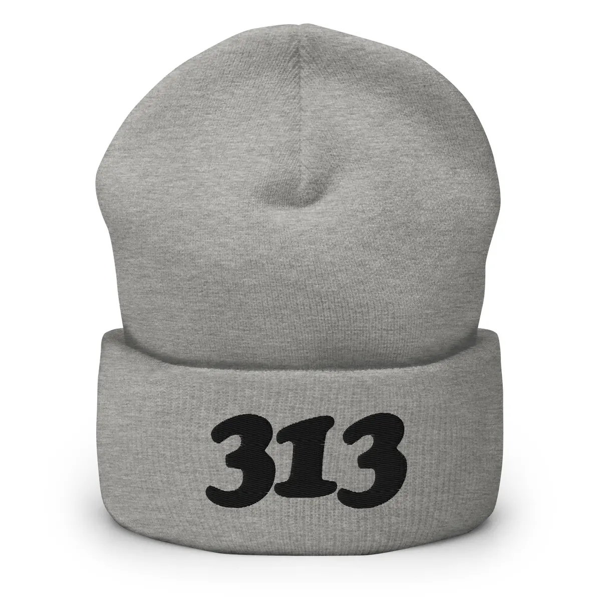 313 Embroidered Cuffed Beanie - Gray / Black 1