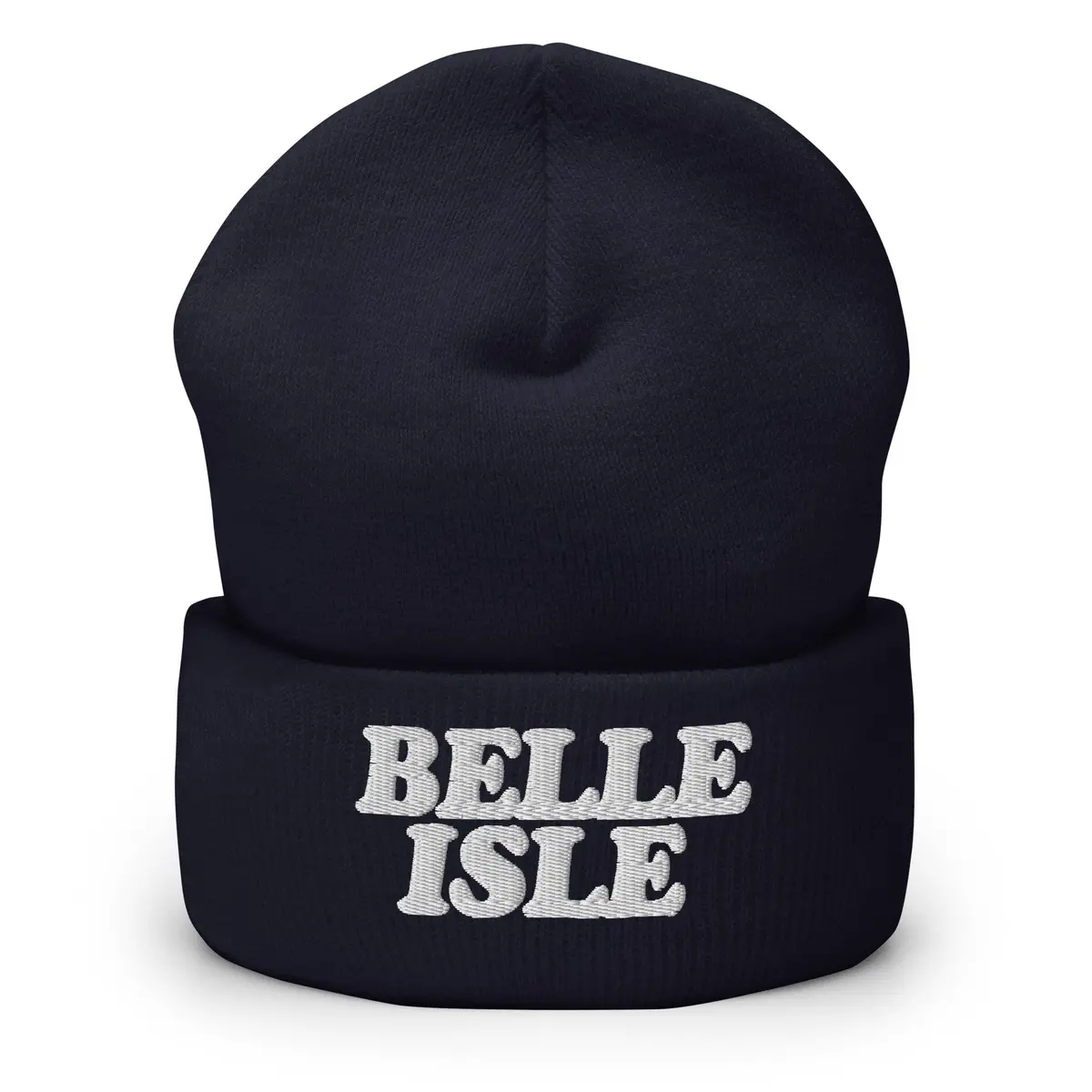 Belle Isle Embroidered Cuffed Beanie - Navy / White 1