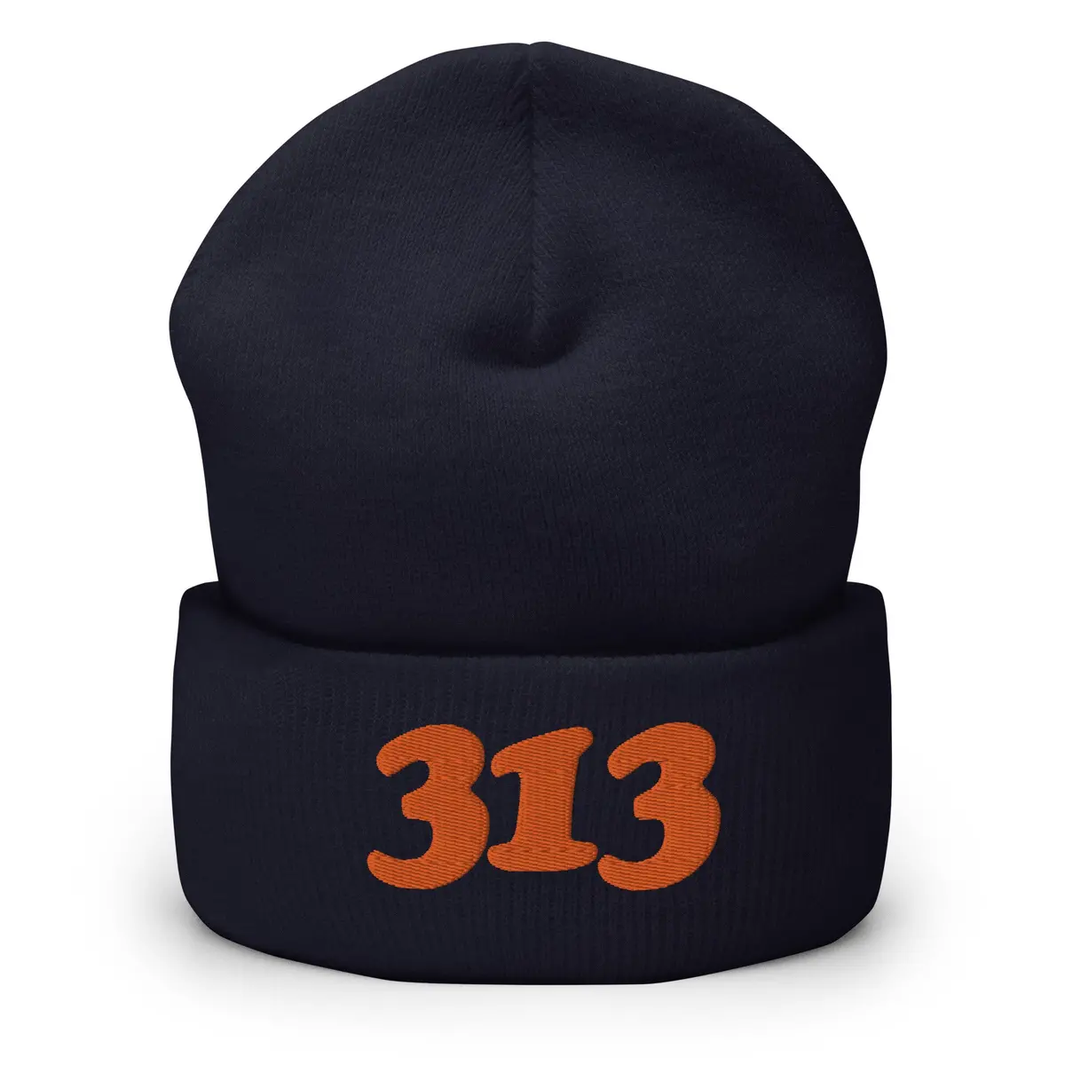 313 Embroidered Cuffed Beanie - Navy / Orange 1