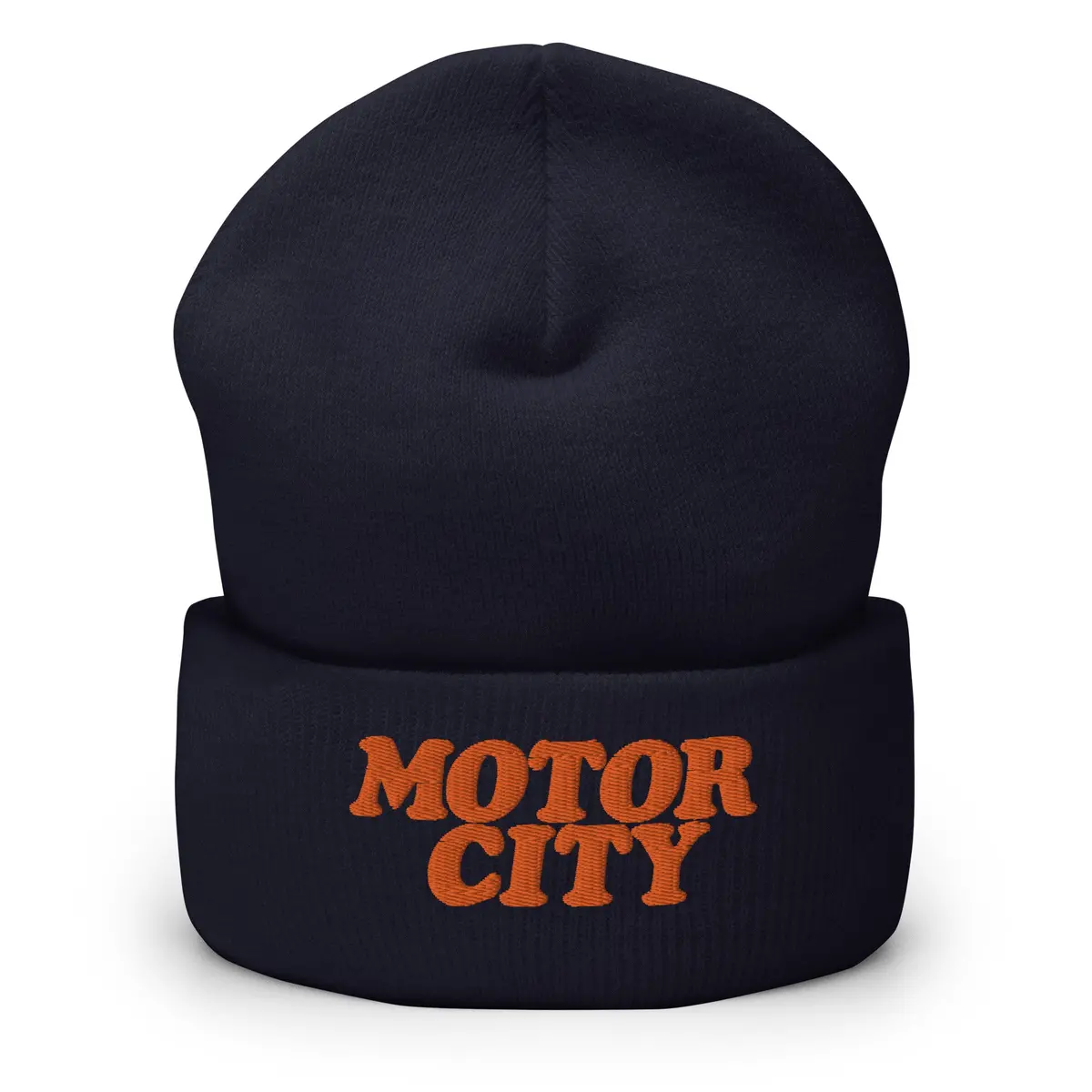 Motor City Embroidered Cuffed Beanie - Navy / Orange 1