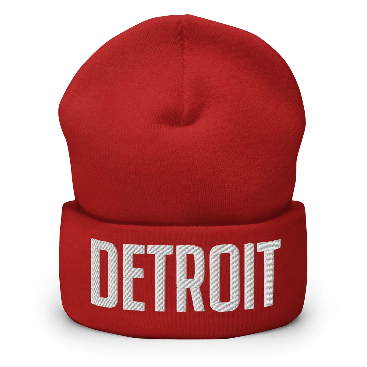 Detroit Embroidered Cuffed Beanie - Red / White 1