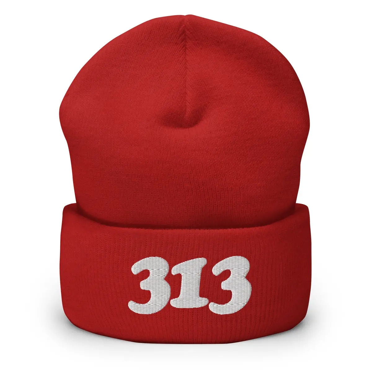 313 Embroidered Cuffed Beanie - Red / White 1