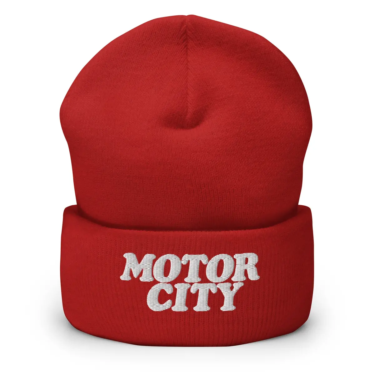 Motor City Embroidered Cuffed Beanie - Red / White 1