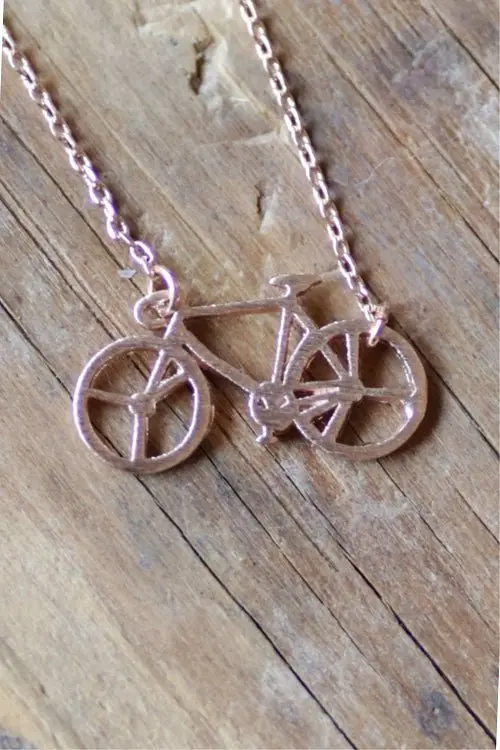 Dainty Detroit Bicycle Necklace / Rose Gold 1