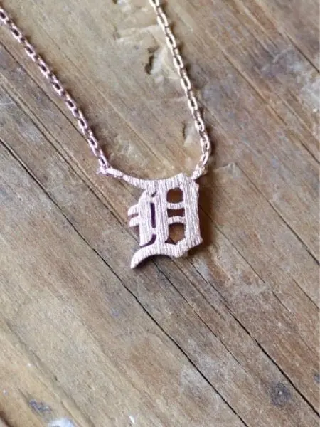 Dainty Detroit D Necklace / Rose Gold 1