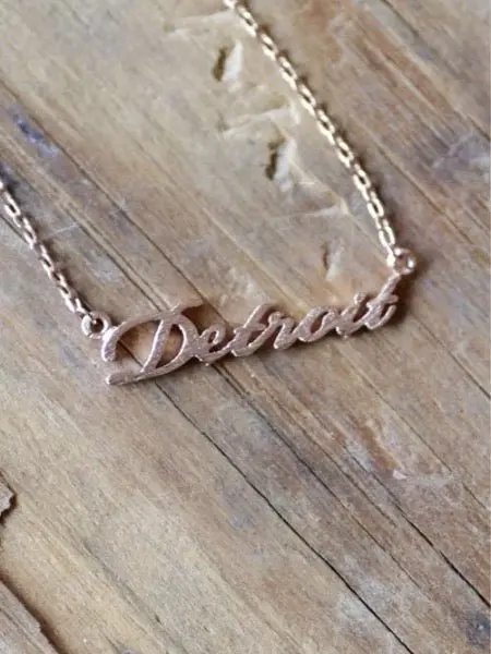 Dainty Detroit Script Necklace / Rose Gold 1