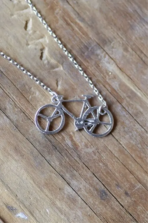 Dainty Detroit Bicycle Necklace / Silver 1