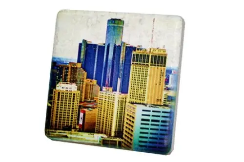 Detroit City View Porcelain Tile Coaster 1