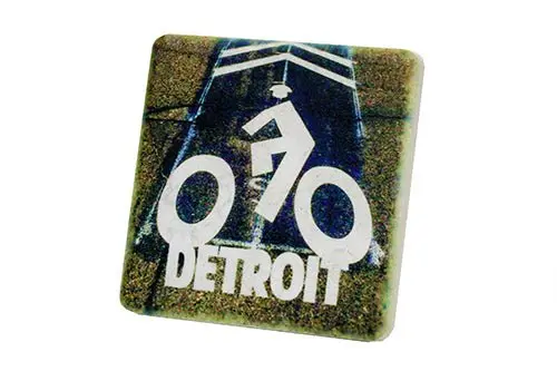 Bike Detroit Porcelain Tile Coaster 1