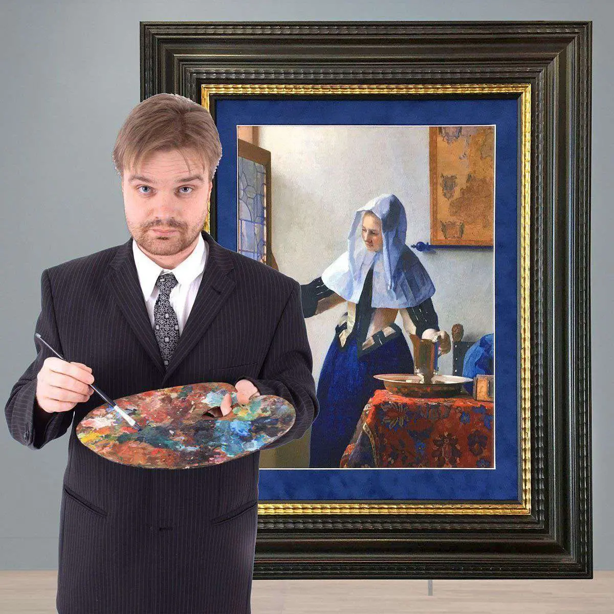 A Giclee Of A Vermeer Framed In A Suedette Mount & A Chantilly Frame (In Our Showroom) 1