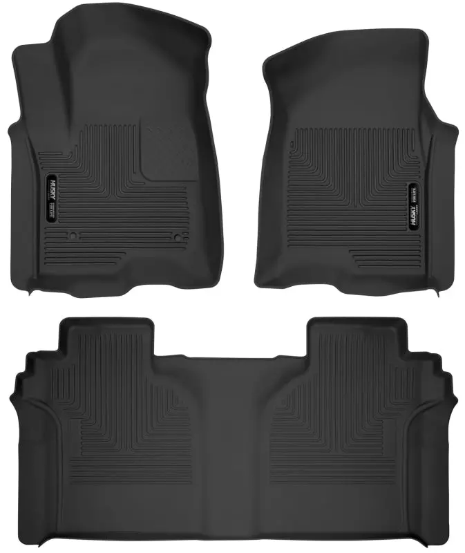 2019-2026 Silverado / Sierra 1500-3500 Husky X-Act Contour Front & Rear Floor Liners - Black 1