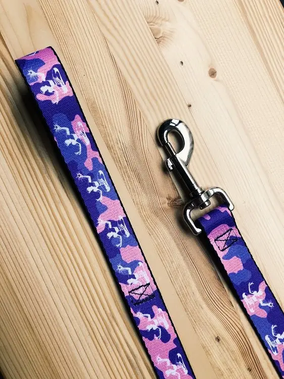 Spirit Of Detroit Dog Leash / White + Purple Camo 1