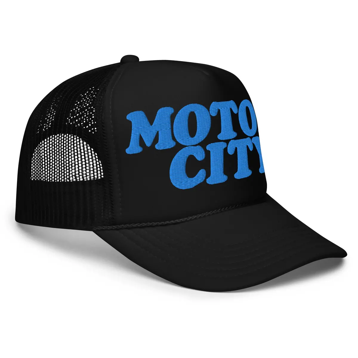 Motor City Foam Trucker Hat - Black - Embroidered With Blue 1