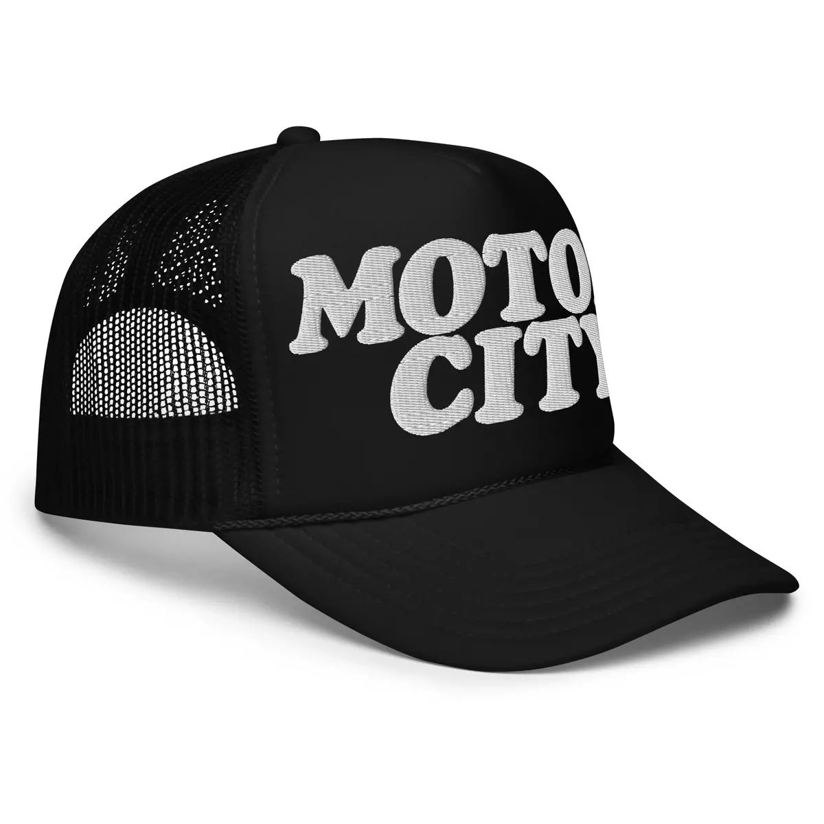 Motor City Foam Trucker Hat - Black - Embroidered With White 1