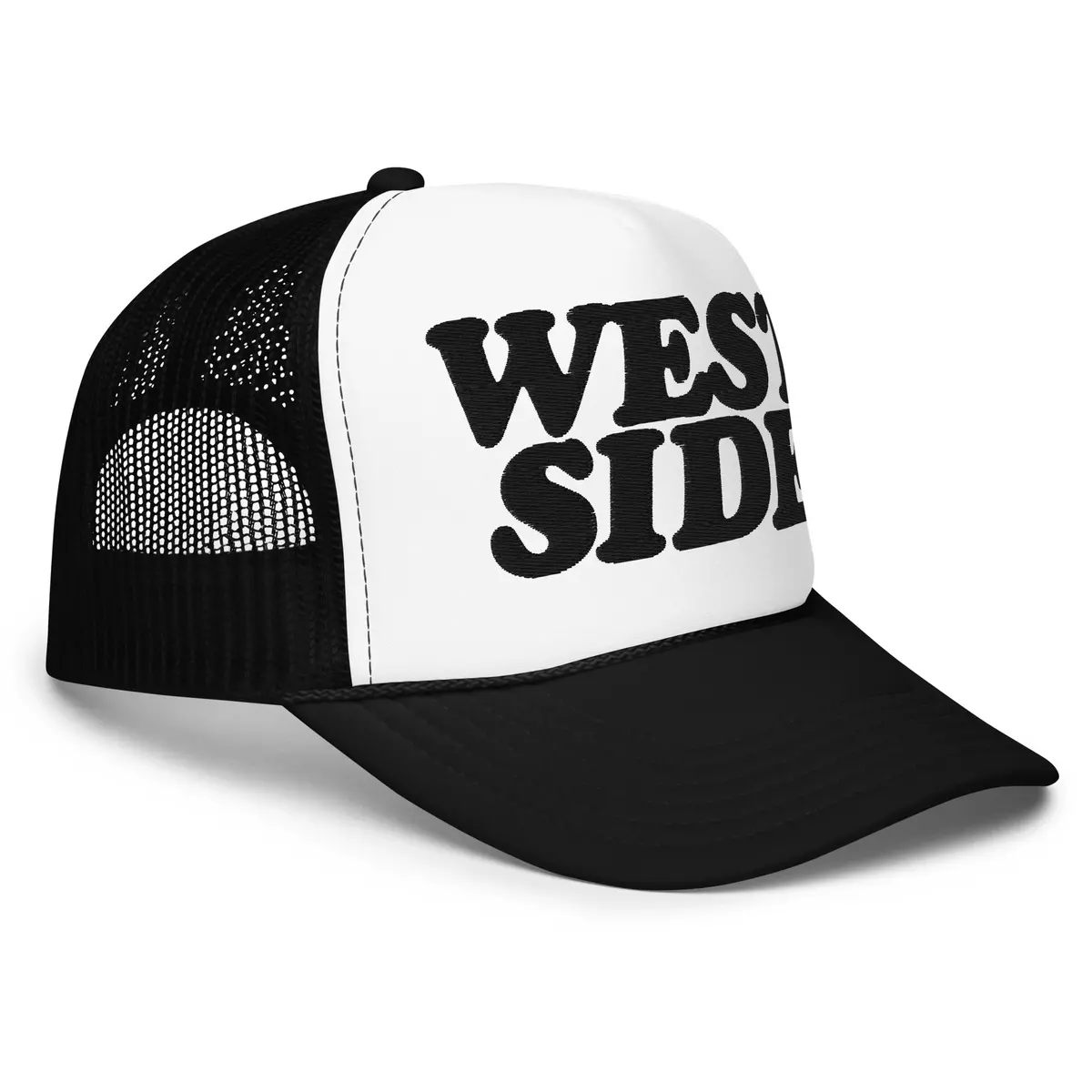 West Side Foam Trucker Hat - Embroidered - Black And White - Embroidered In Black 1