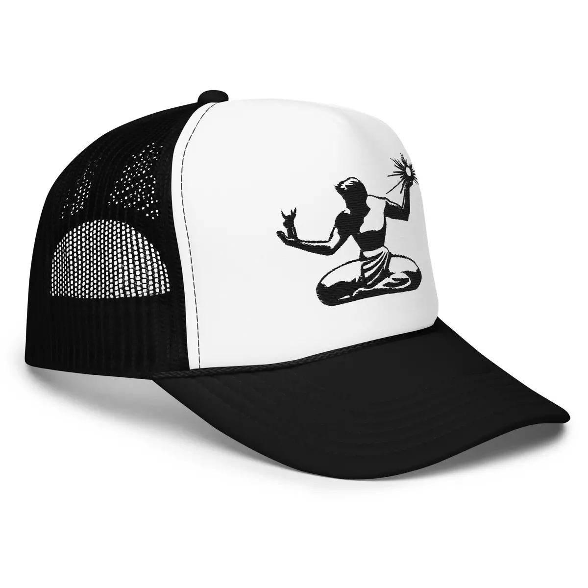Spirit Of Detroit Foam Trucker Hat - Embroidered - Black / White 1