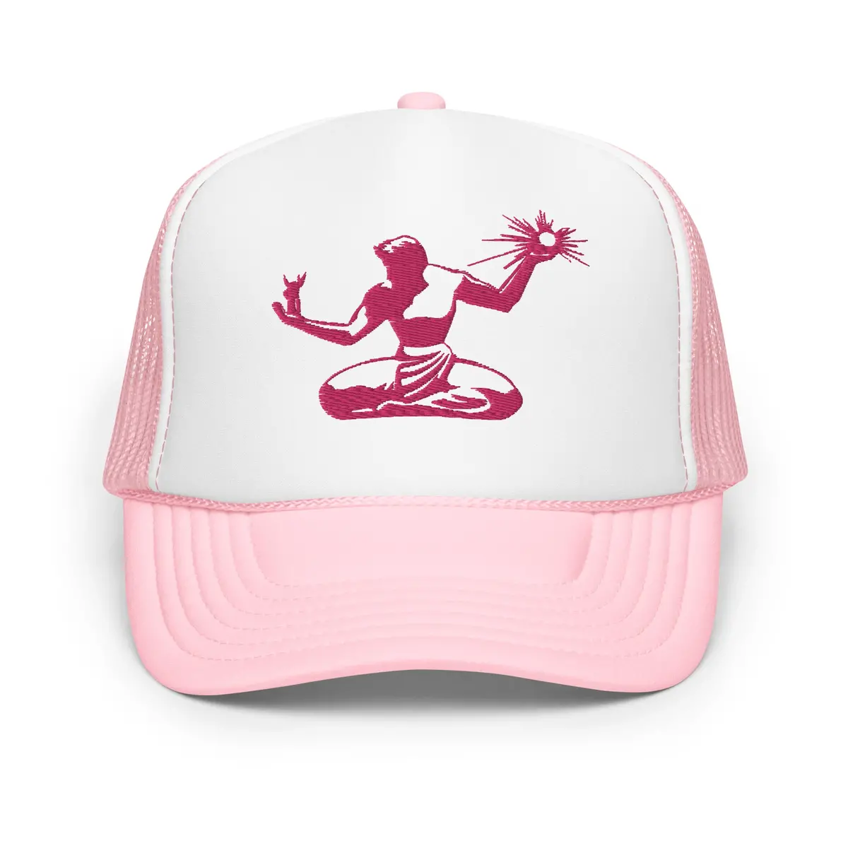 Spirit Of Detroit Foam Trucker Hat - Pink And White Hat - Embroidered With Pink 2