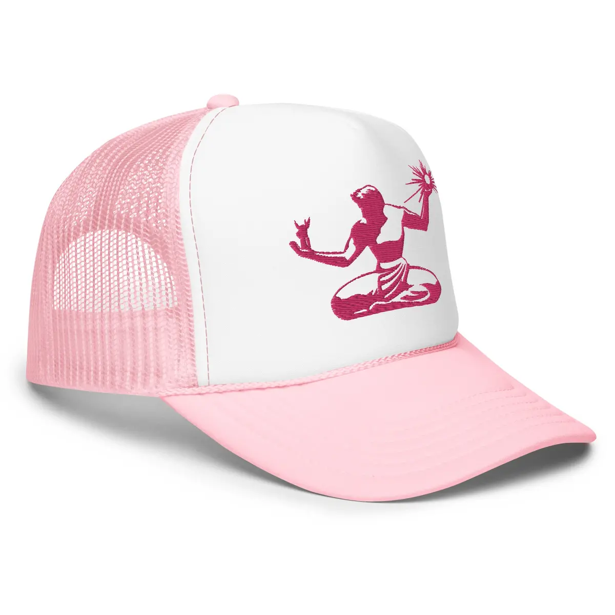 Spirit Of Detroit Foam Trucker Hat - Pink And White Hat - Embroidered With Pink 1