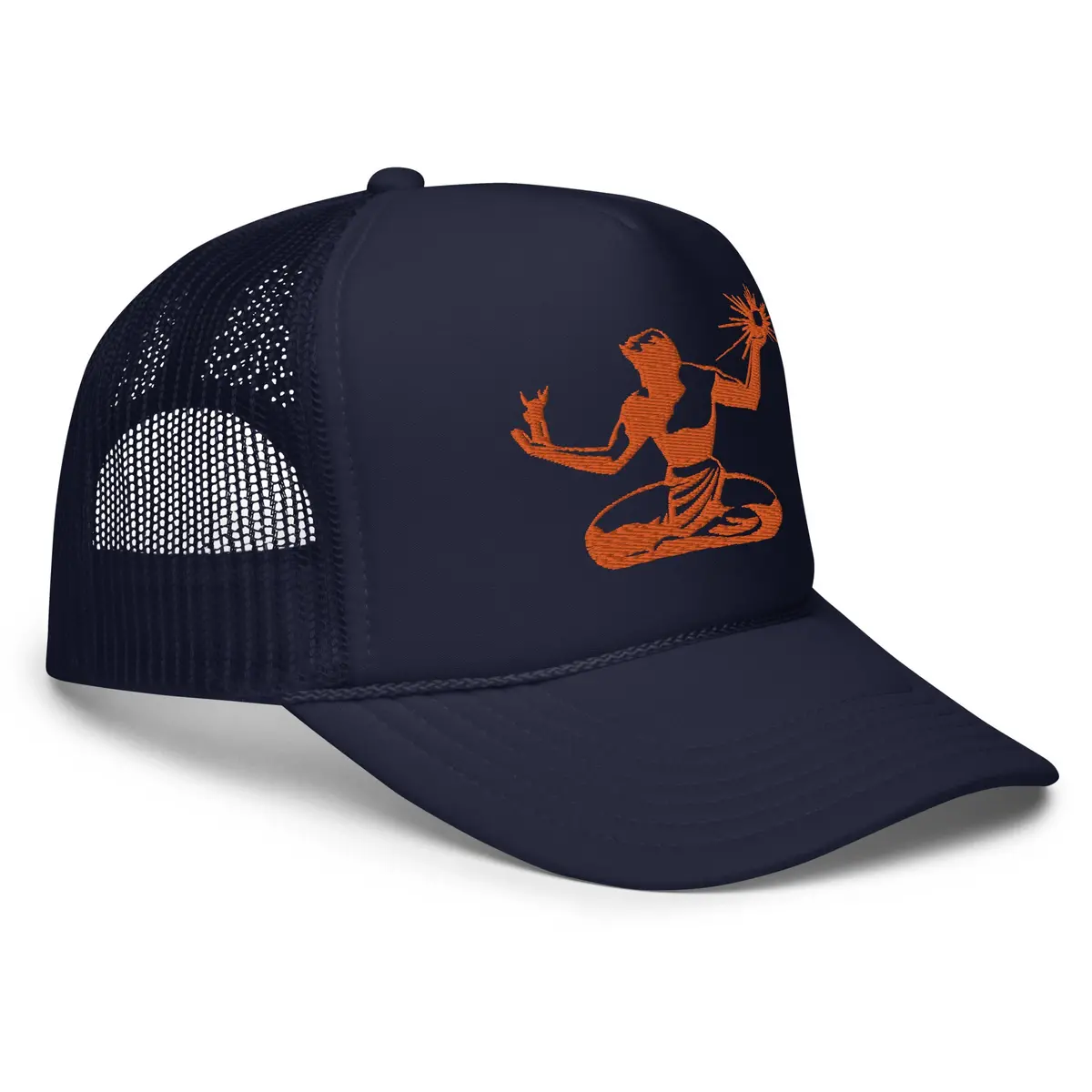 Spirit Of Detroit Foam Trucker Hat - Embroidered - Orange / Navy 1