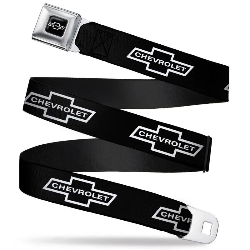 1965 Chevrolet Logo Seatbelt Belt / White Logo + 1965 Chevrolet Logo Black Webbing 1