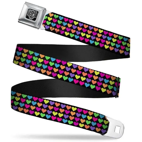 Ford Starburst Seatbelt Belt / Starburst Buckle + Rainbow Hearts Webbing 1