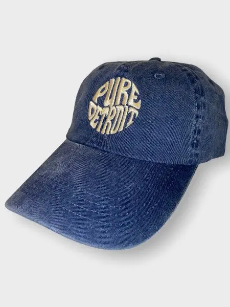 Pure Detroit Retro Adjustable Hat / Cream + Denim Blue 1