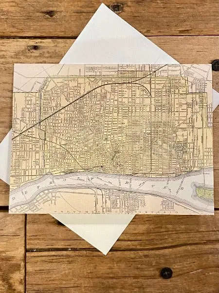 Vintage Map Of Detroit Card 1