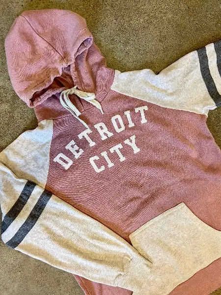 Detroit City Fleece Hoodie / White + Orchid/Oatmeal / Women's 1