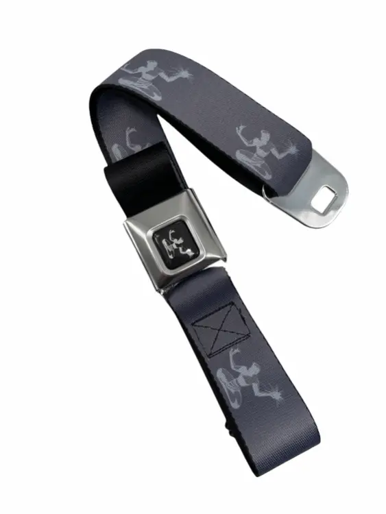 Spirit Of Detroit Seatbelt Belt / Black Logo + Silver, Gray, And Charcoal Webbing 1