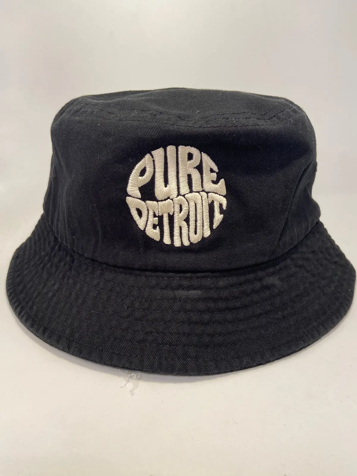 Pure Detroit Retro Bucket Hat/ Unisex / Cream + Black 1