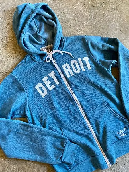 Detroit Classic Tri-Blend Zip Hoodie / White + Tidal Wave / Unisex 1