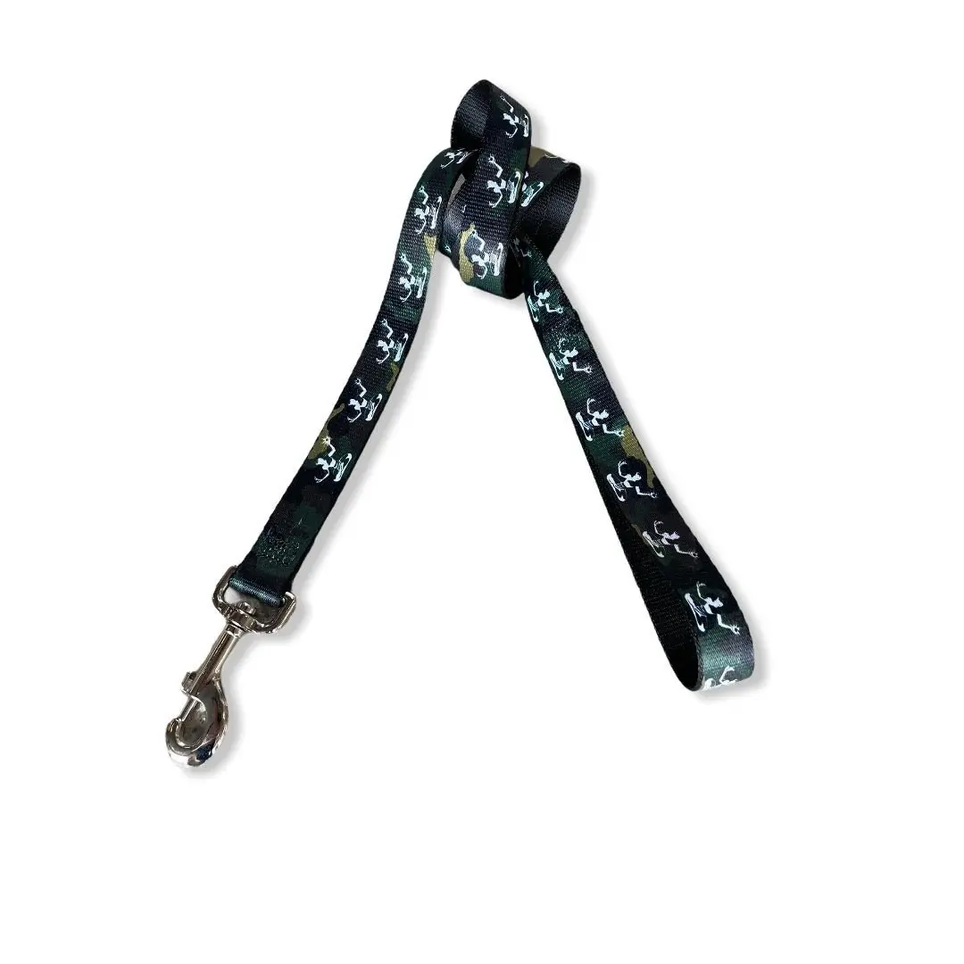 Spirit Of Detroit Dog Leash / White + Camo 1