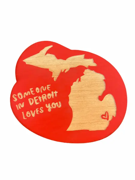 "Someone In Detroit Loves You" Laser-Cut Magnet - Red 1