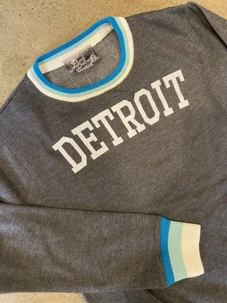 Detroit Collegiate Arch Crew /  White + Charcoal / Unisex 1