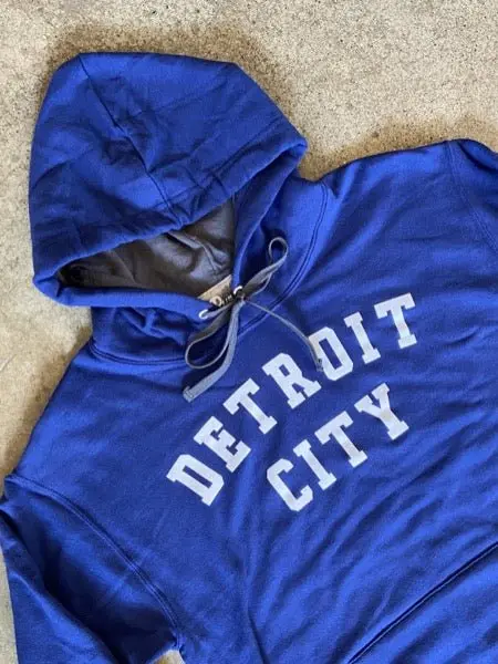 Detroit City Hooded Pullover / White + Royal Blue / Unisex 1