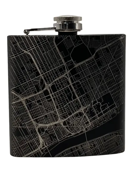 Map Of Detroit Hip Flask / Black 1