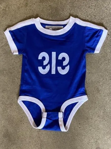 Modern 313 Sport Onesie / White + Royal Blue / Baby 1