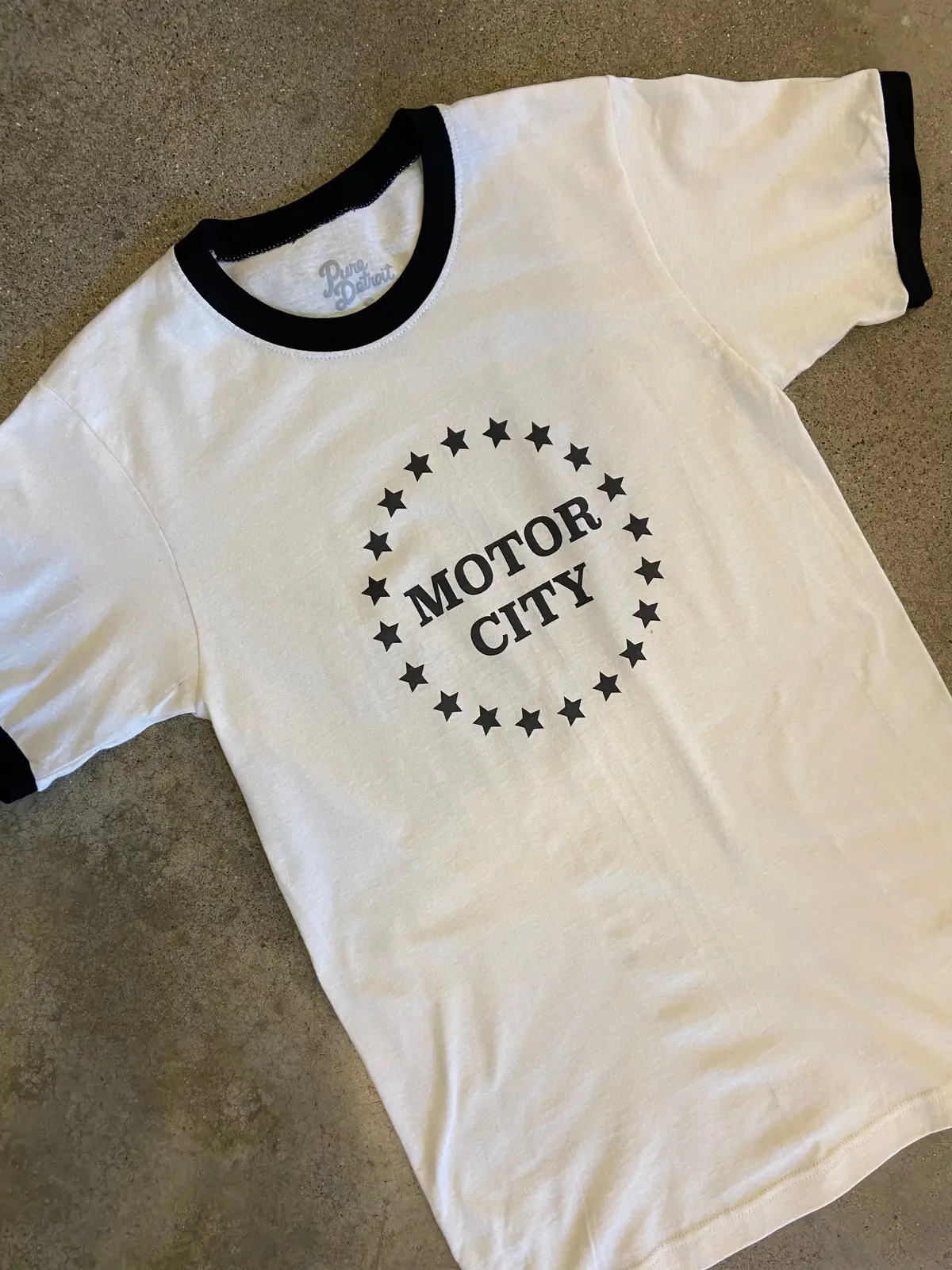 Motor City Stars Ringer Tee / Black + Antique White / Unisex 1